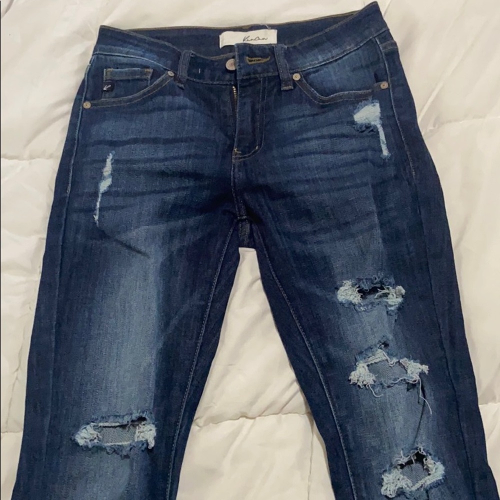 Kancan mid rise distressed jeans